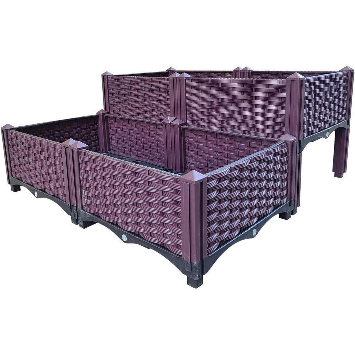 HOCHBEET 80 x 80 x 37 cm Kunststoff 4-teiliges Set - Bordeaux, Kunststoff (37/80/80cm)