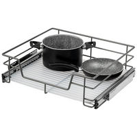 TELESKOPSCHUBLADE 60 cm Breite, mit Einlegeboden, Küchenschublade, grau - Grau, Metall (57/15/44cm) - bremermann