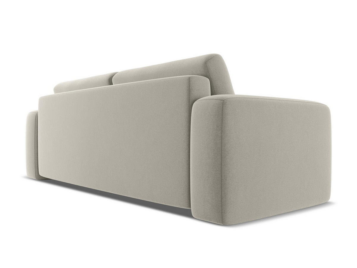 3-SITZER SOFA mit Schlaffunktion Samt Stoff Creme - Perlmutt/Creme, Kunststoff/Textil (242/91/100cm) - Makamii