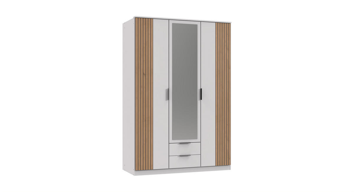 JUGENDZIMMER Rügen in Weiß und Artisan Eiche 7 teilig mit Drehtürenschrank - Weiß, Holzwerkstoff (120/200/80cm)