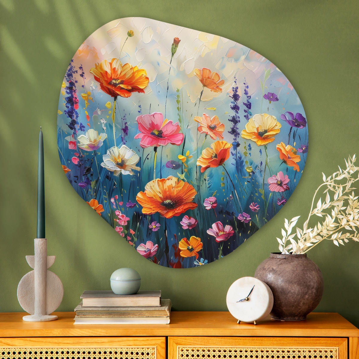 WANDBILD Blumen - Natur - Aquarell - Kunst 90x90 cm - Multicolor, Kunststoff (90/90cm) - MuchoWow