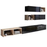 WOHNWAND Kossana 25 Modern Schwarz/Goldene Eiche 300/104/43 cm Schrankwand - Schwarz, Holzwerkstoff/Kunststoff (300/105/43cm) - AX Living