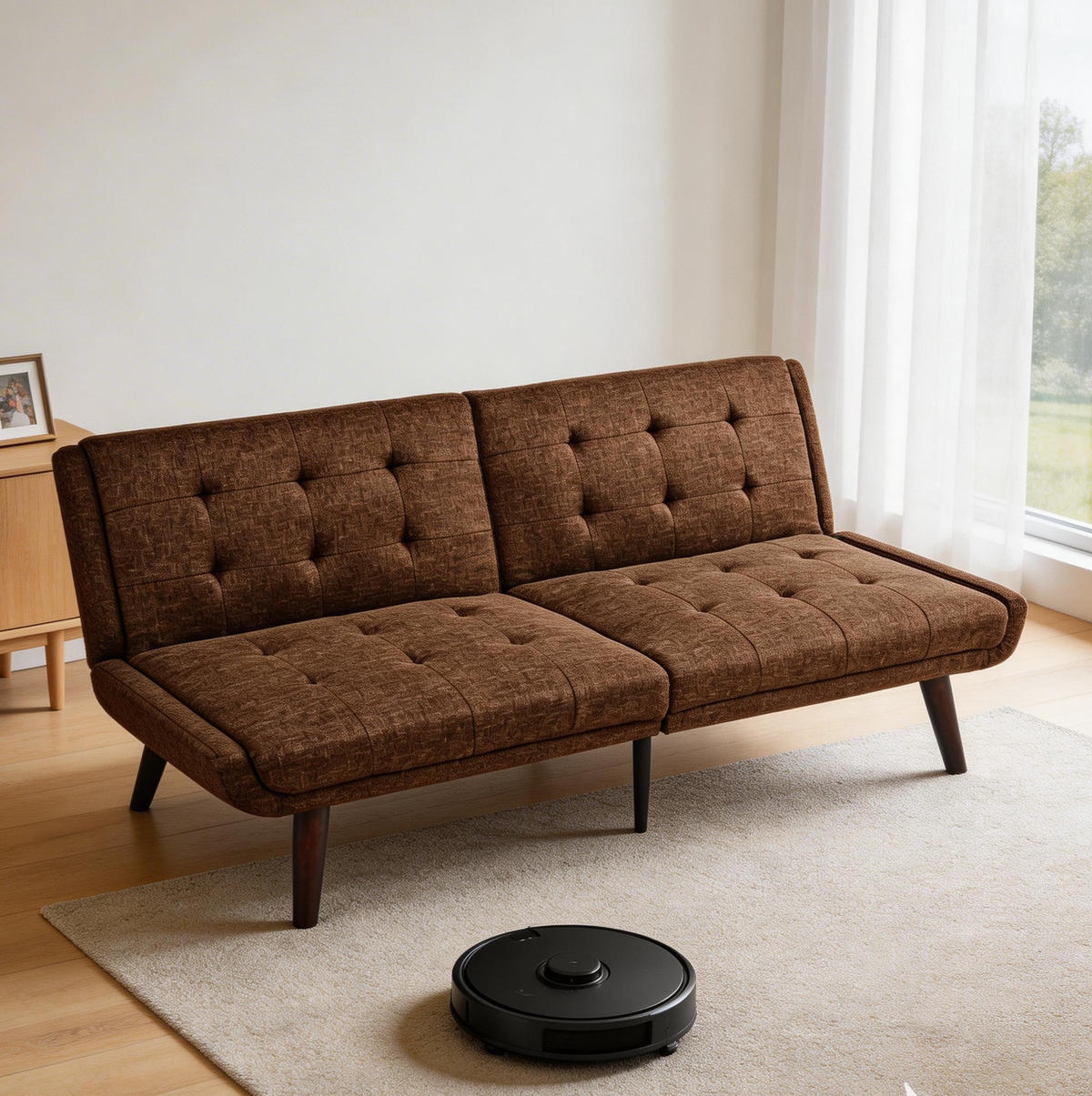 SCHLAFSOFA aus Leinen 157x51x70 cm in Braun mit 5-fach verstellbarer Rückenlehne - Braun, Textil (157/70/51cm) - Modfu