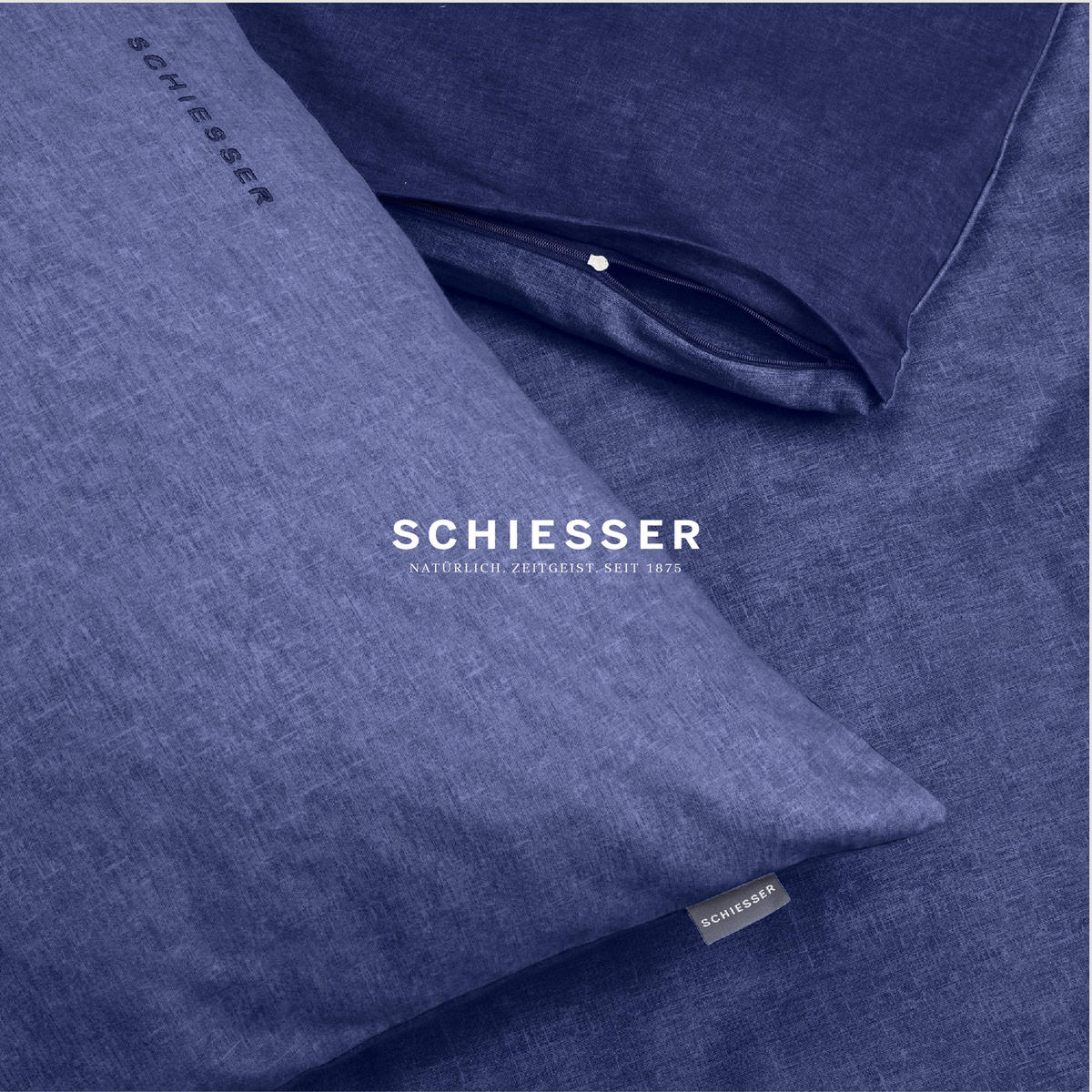 BETTWÄSCHESET Doubleface - Feinbiber - 2-teilig - 155 x 220 cm - Blau - Blau, Textil (155/220cm) - SCHIESSER