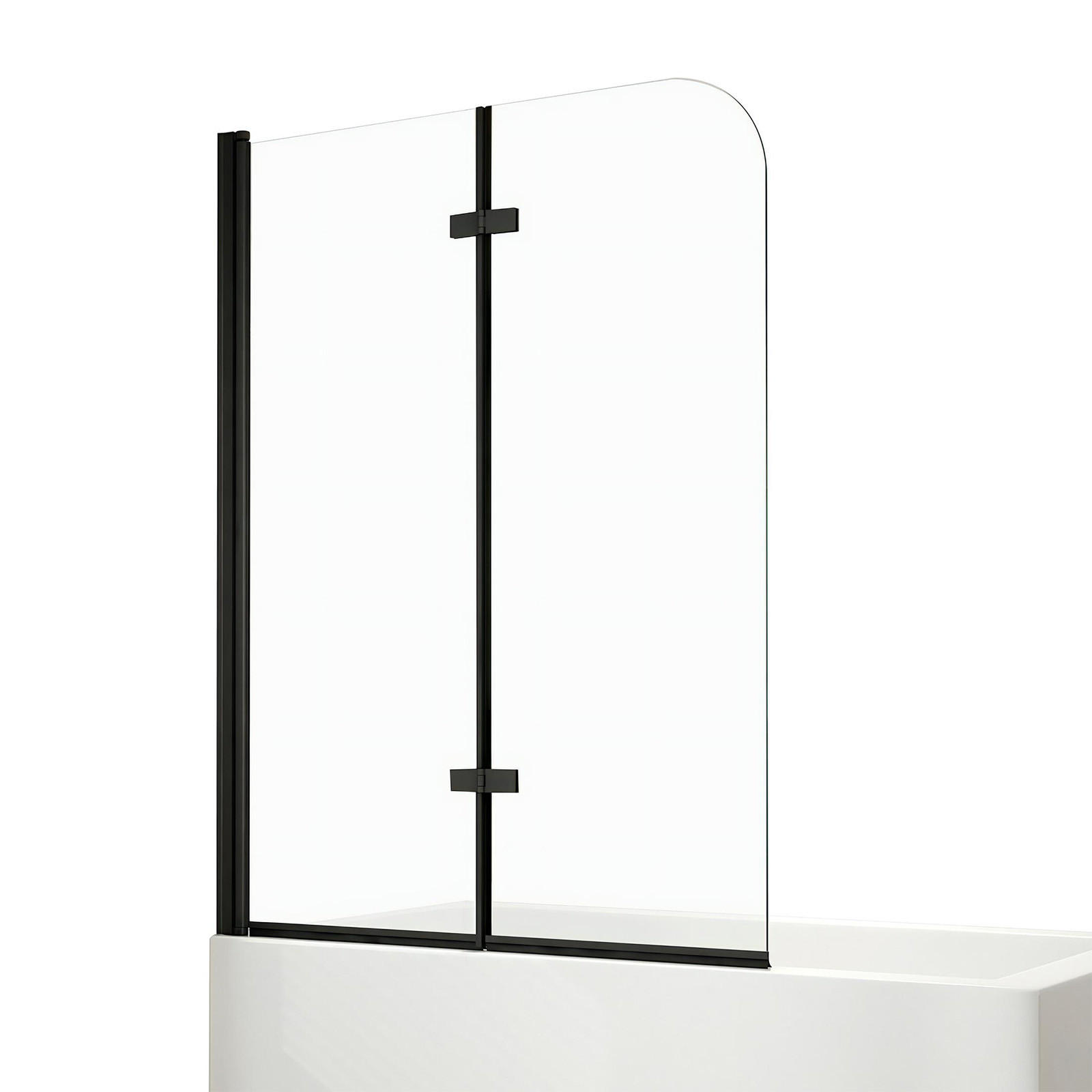 DUSCHWAND für Badewannen Faltbar mit Schwenkfunktion Schwarz 140/110 cm - Schwarz, Glas (110/140cm) - EMKE