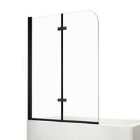 DUSCHWAND für Badewannen Faltbar mit Schwenkfunktion Schwarz 140/110 cm - Schwarz, Glas (110/140cm) - EMKE