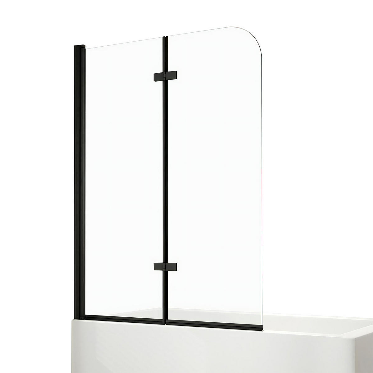 DUSCHWAND für Badewannen Faltbar mit Schwenkfunktion Schwarz 140/110 cm - Schwarz, Glas (110/140cm) - EMKE