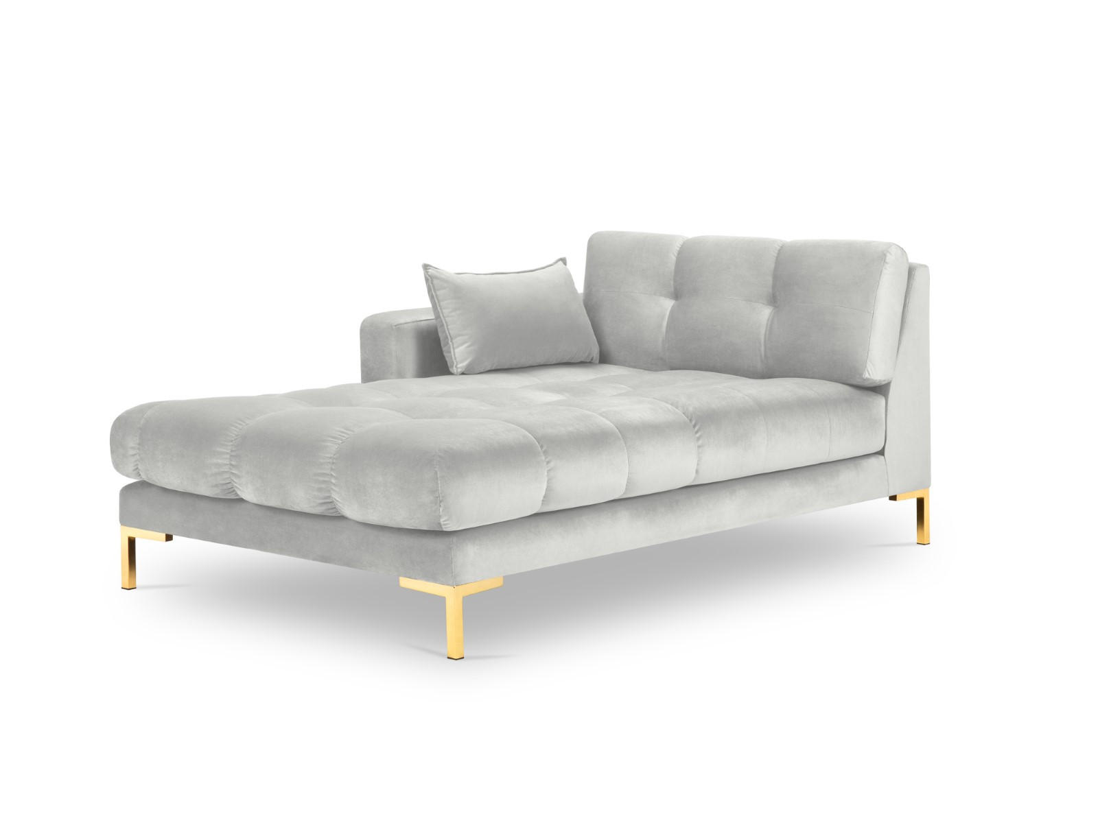 CHAISELONGUE links Mamaia aus Samt silber - Silberfarben, Textil (102/75/185cm) - Micadoni
