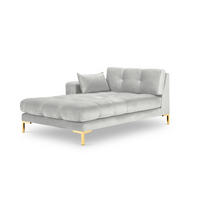 CHAISELONGUE links Mamaia aus Samt silber - Silberfarben, Textil (102/75/185cm) - Micadoni