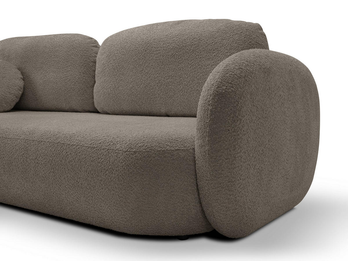 BETTSOFA AMICO Beige Bucle-Stoff mit Schlaffunktion - Beige, Holz (238/86.5/101cm) - MASSENO