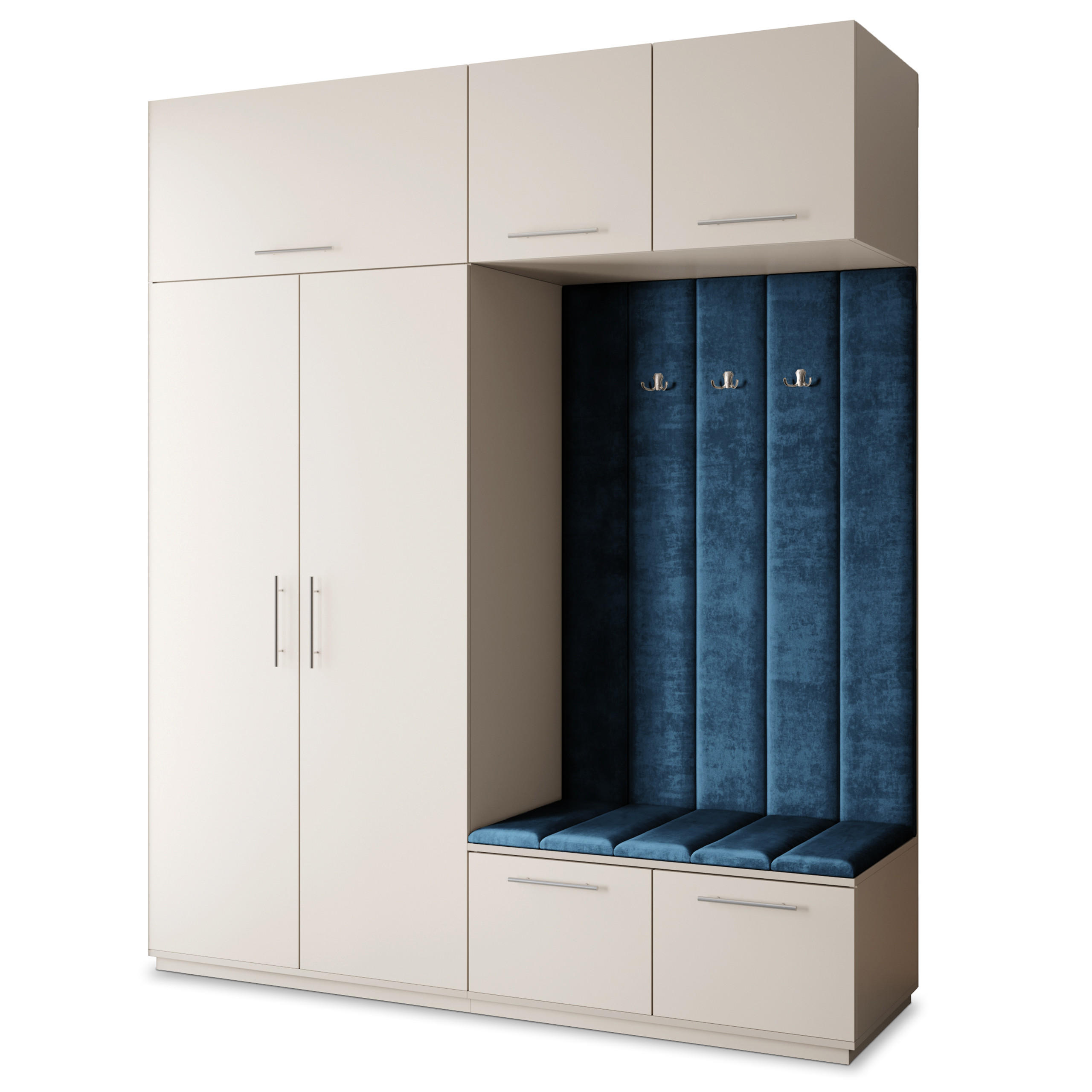 GARDEROBENSCHRANK REMA 200/240/60 cm Modern Garderobe-Set Kaschmir - Kaschmir/Blau, Holzwerkstoff (200/240/60cm) - MASSENO