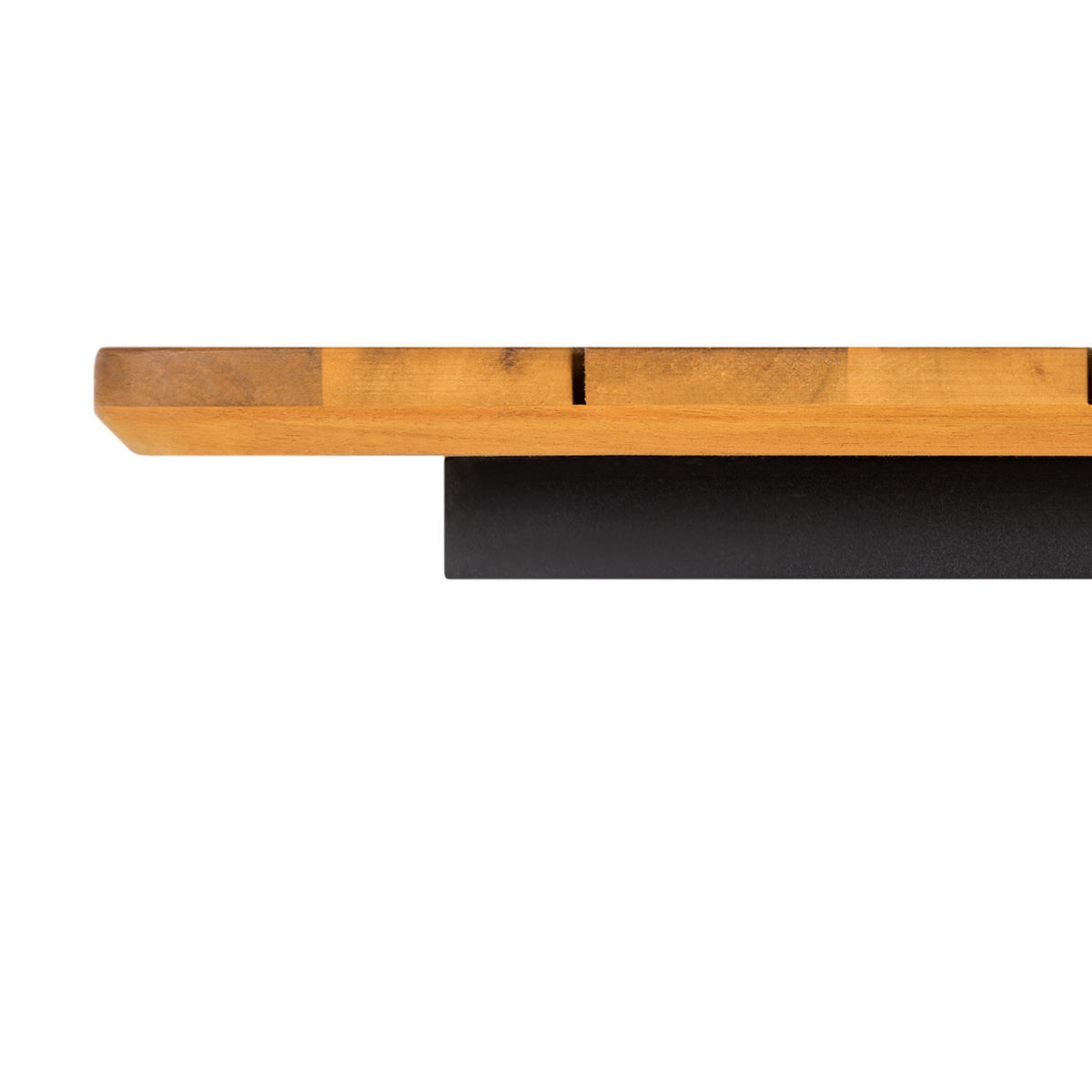 GARTENBARTISCH - Stahl / Akazie massiv - Schwarz / Braun - Schwarz/Akaziefarben, Holz/Metall (80/80/100cm) - home24