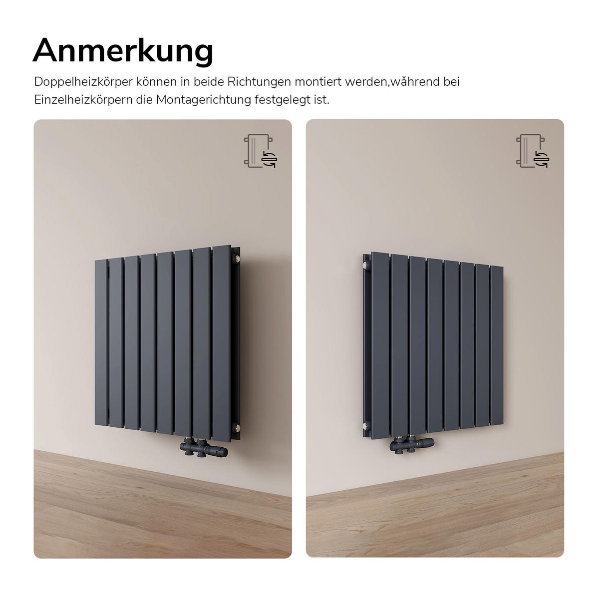 HEIZKÖRPER Flachheizkörper Anthrazit 63/62/6,3 cm - Anthrazit, Metall (62/63/6.3cm) - EMKE