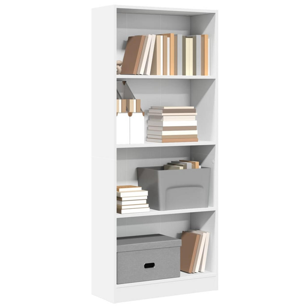 BÜCHERREGAL mit 4 Fächern 60/24/143 cm aus Holzwerkstoff Weiß - Weiß, Holz (60/143/24cm) - vidaXL