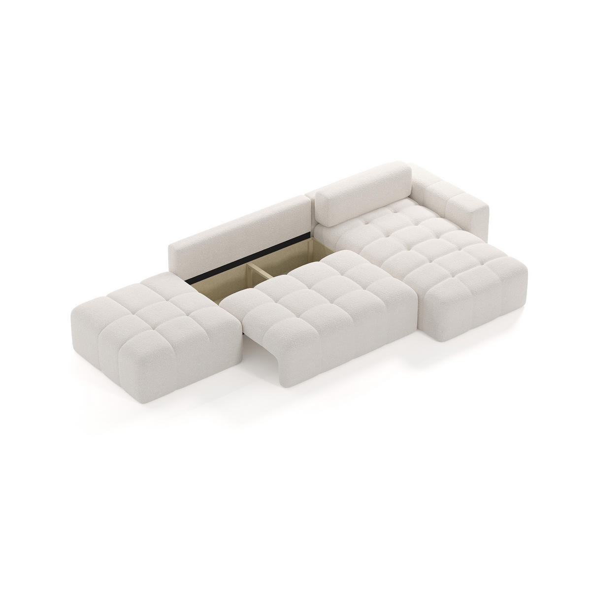 ECKSOFA RIFU LA mit Schlaffunktion, Weiß - Weiß, Textil (363/185cm) - Fedve