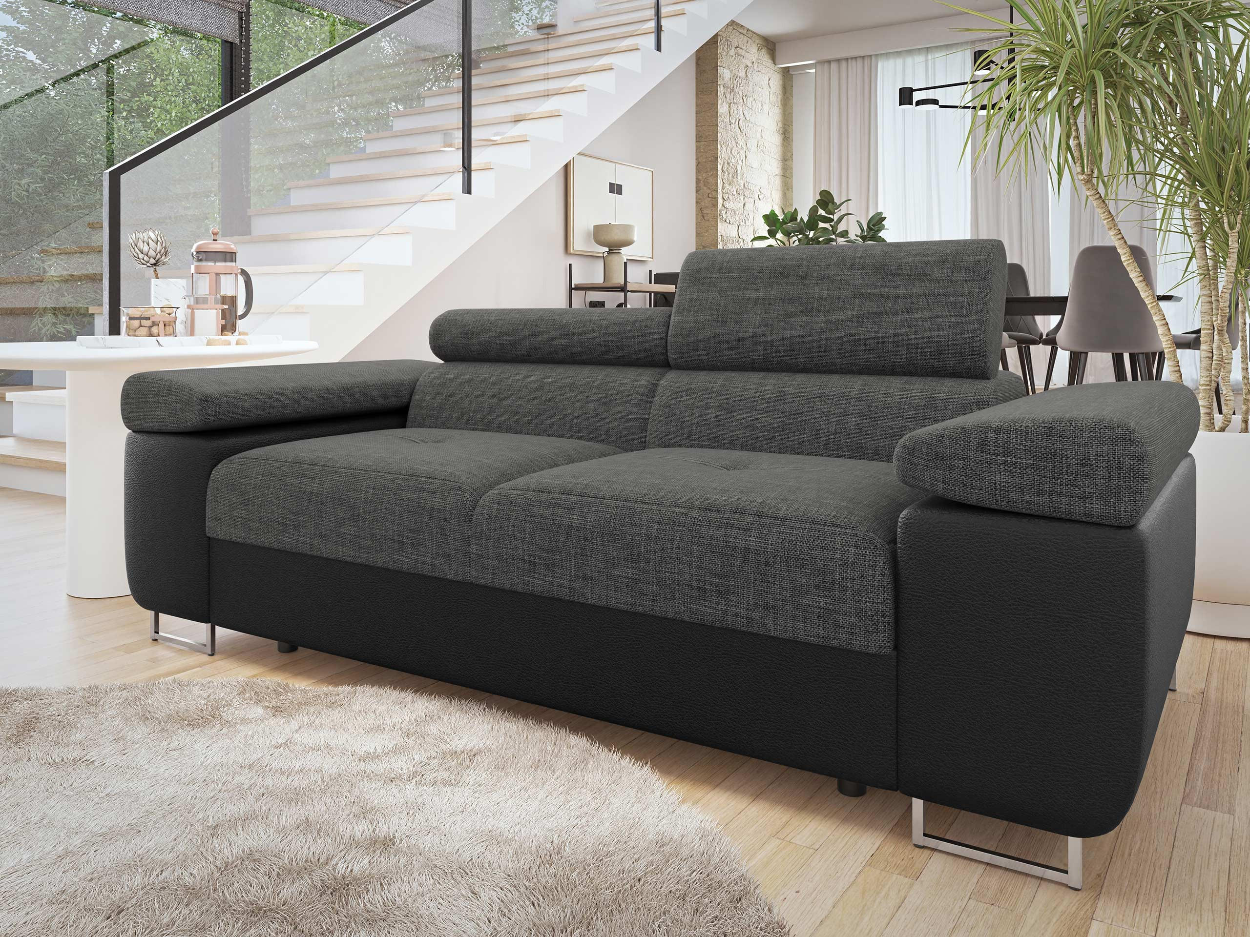 SOFA Torezio 2 - Dunkelgrau, Holz/Textil (198/90/102cm) - MIRJAN24