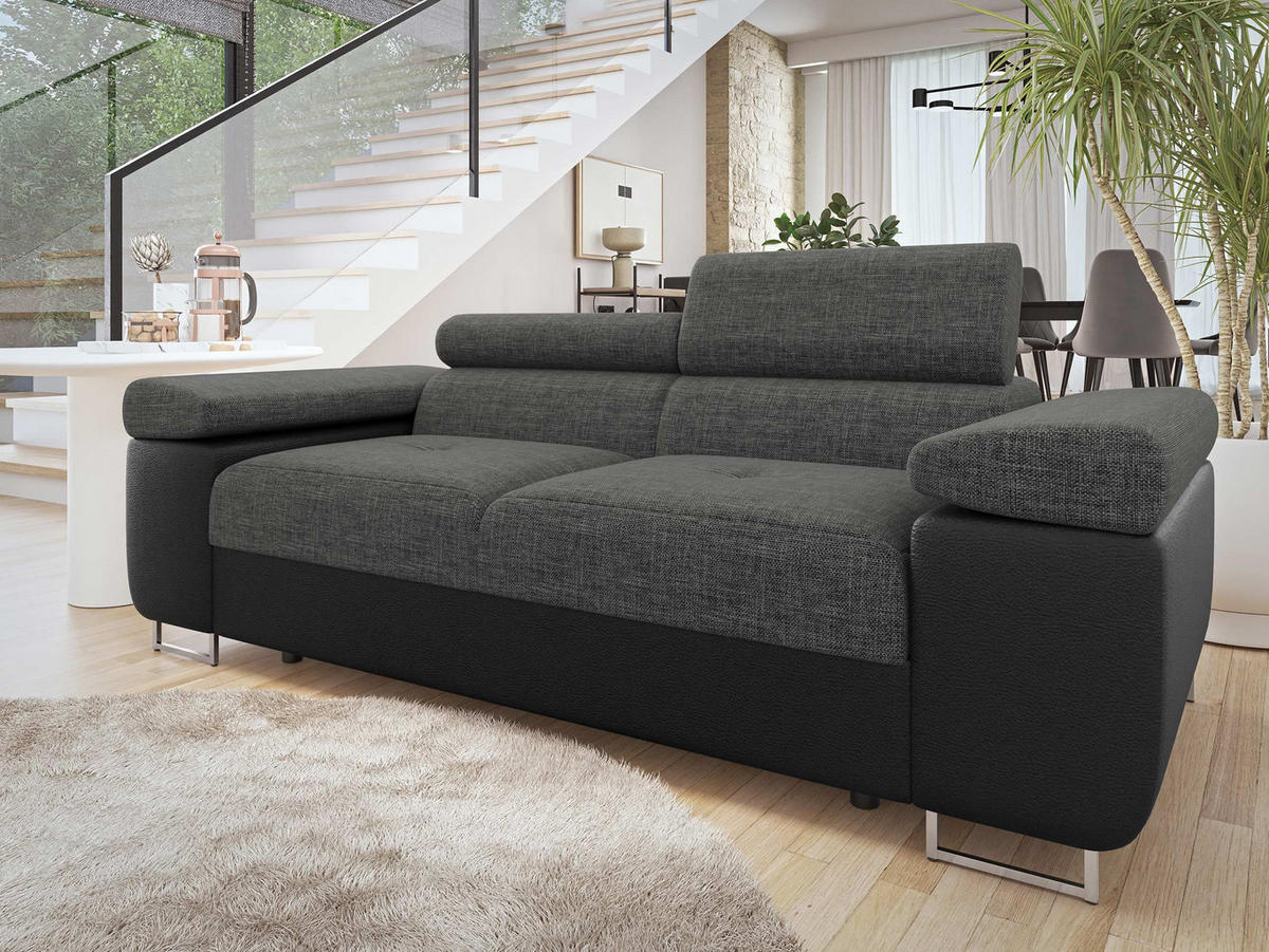 SOFA Torezio 2 - Dunkelgrau, Holz/Textil (198/90/102cm) - MIRJAN24
