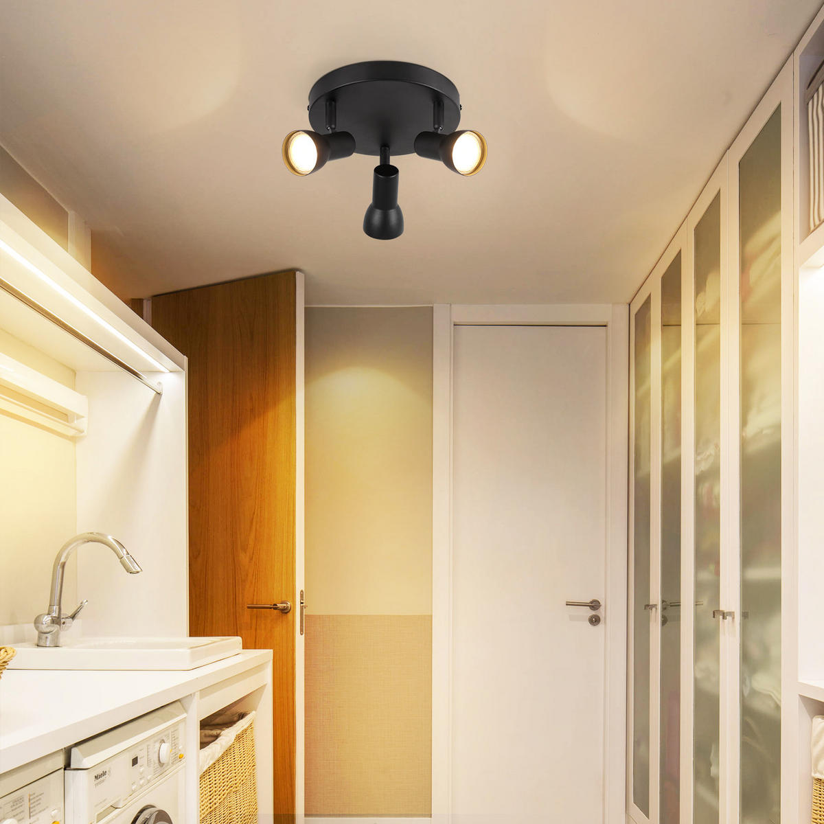 STRAHLER 3 Flammig-GU10 19*13.5*19 - Schwarz, Metall (19/19/13.5cm) - ZMH