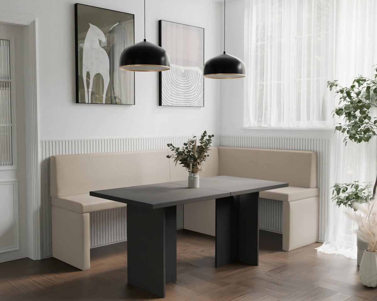 ECKBANK rechts OWEN Kunstleder, 128/168 cm Beige - Beige, Holz/Kunststoff (128/168cm) - Idohome