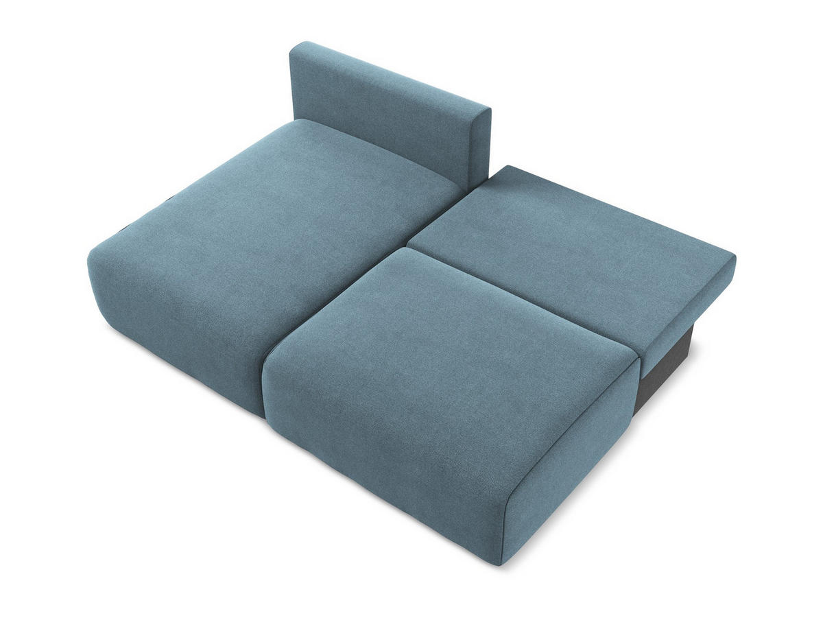 ECKSOFA mit Schlaffunktion links Strukturstoff Stoff Blau - Blau/Schwarz, Kunststoff/Textil (149/210cm) - Makamii
