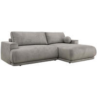 ECKSCHLAFSOFA RINA L Hellgrau Velvet - rechts - Hellgrau/Schwarz, Kunststoff/Textil (170/267cm) - MKS