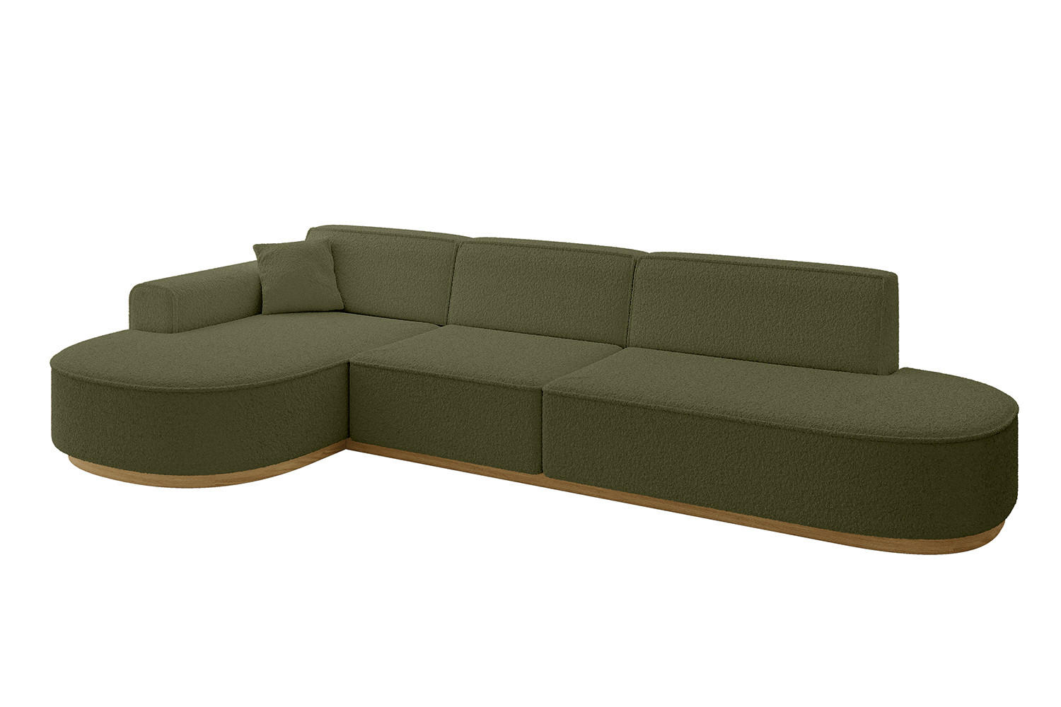 ECKSOFA Ottomane Links MARI-L2-v2 - 328x171x83 cm Grün Bouclé - Grün, Holzwerkstoff/Textil (328/171cm) - ALTDECOR