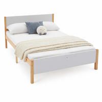JUGENDBETT 140/200 mit Kopfteil, Fußteil und Lattenrost in Weiß und Natur - Weiß/Naturfarben, Holzwerkstoff (140/200cm) - EVRYAE