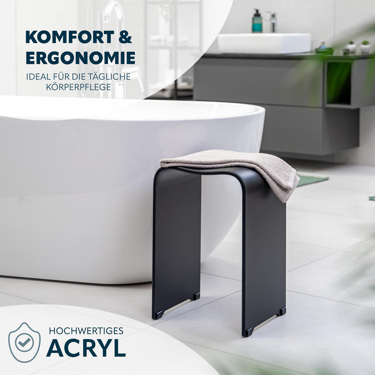 BADHOCKER, schwarz, Kunststoff - Schwarz, Kunststoff (32/48.5/27cm) - bremermann