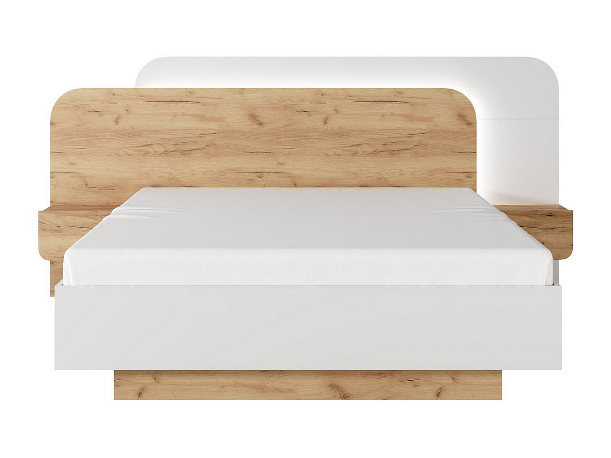 BETT mit Bettkasten - 2 Personen - holz - naturfarben hell, weiß Desado - Naturfarben/Weiß, Holz (160/200cm) - Vente-Unique
