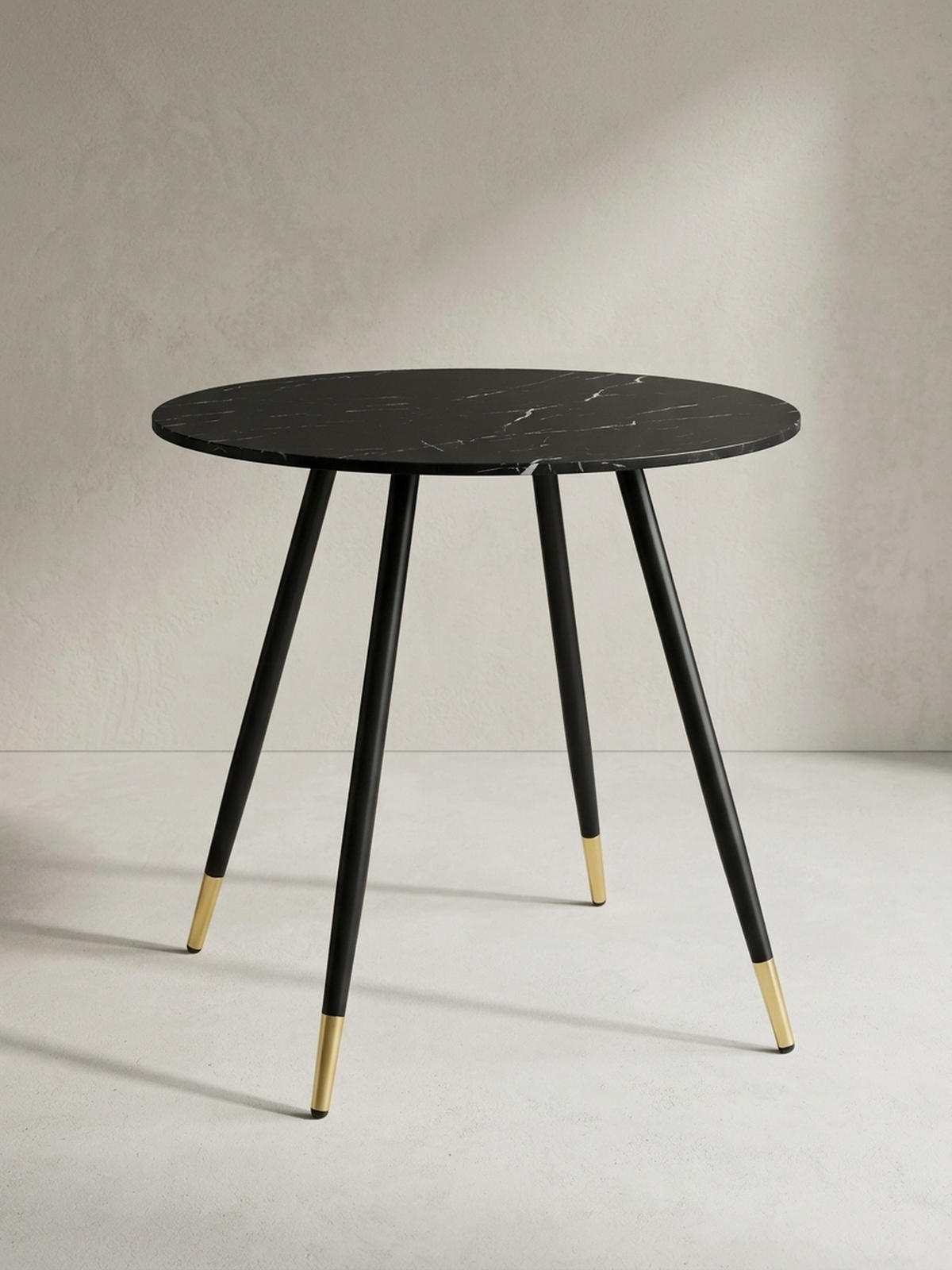 ESSTISCH Marmoroptik Metall Rund Modern, Schwarz 75x75x76 cm - Goldfarben/Schwarz, Holzwerkstoff/Metall (75/75/76cm) - KADIMA DESIGN