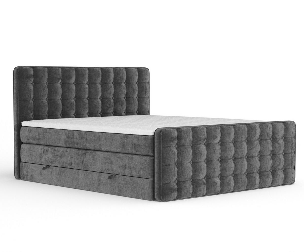 BOXSPRINGBETT Velouria Anthrazit 160/200 cm - Anthrazit/Schwarz, Holz/Holzwerkstoff (160/200cm) - Maison de Reve