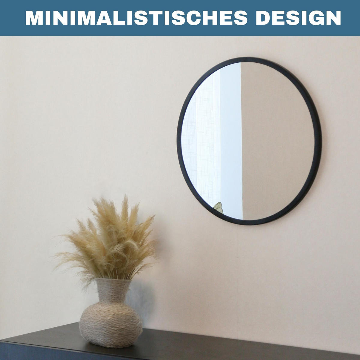 SPIEGEL RUND 60cm Durchmesser - Schwarz, Glas/Metall (60/60/1.5cm) - Albatros