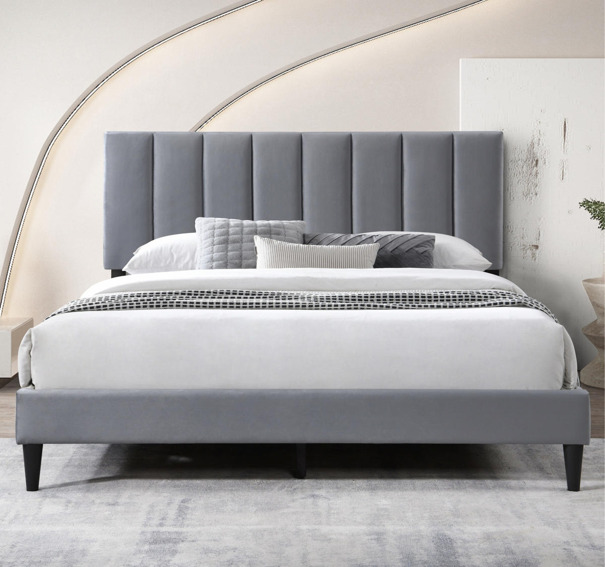 POLSTERBETT mit Lattenrost 180x200 cm Grau - Grau, Metall (180/200cm) - Home Collective