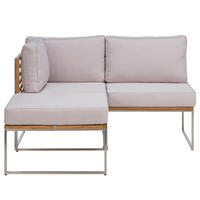 LOUNGESET - 3-teilig - Webstoff / Teak massiv - Hellgrau, Holz/Textil - home24