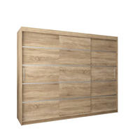 SCHWEBETÜRENSCHRANK 200/250/62 3-türig - Silberfarben/Sonoma Eiche, Holz/Kunststoff (250/200/62cm) - MÖBEL KRYSPOL