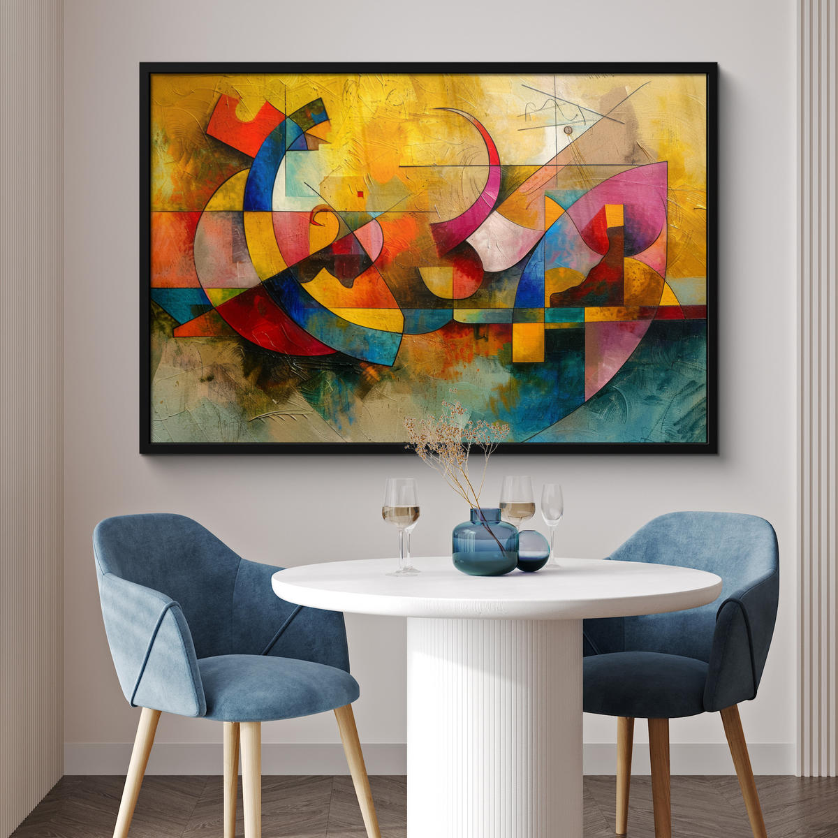 POSTER MIT RAHMEN Kunst - Abstrakt - Modern 120x80 cm - Gelb, Papier (120/80cm) - MuchoWow
