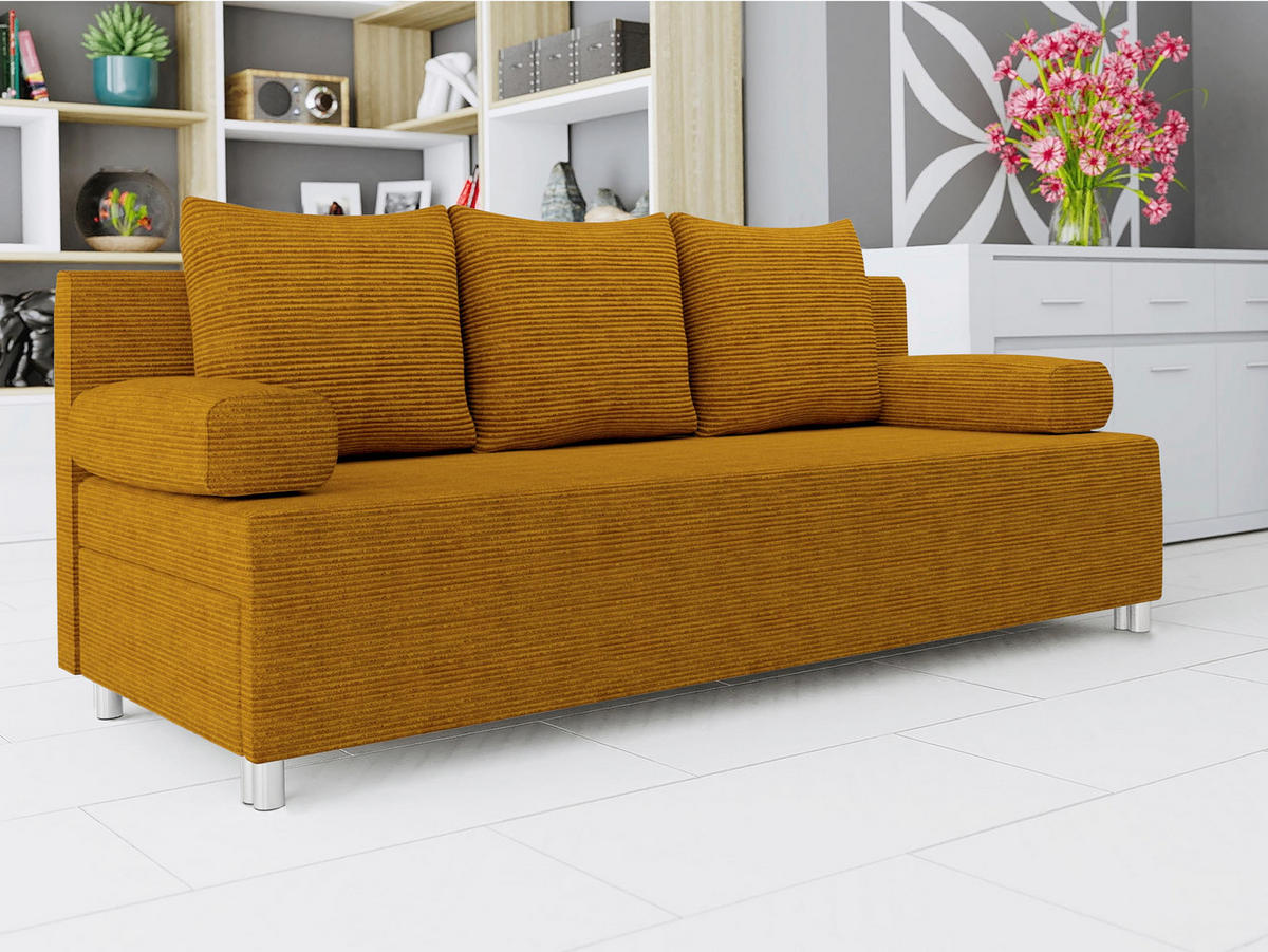 SCHLAFSOFA Dover Cord - Chromfarben/Braun, Holz/Kunststoff (192/86/80cm) - MIRJAN24