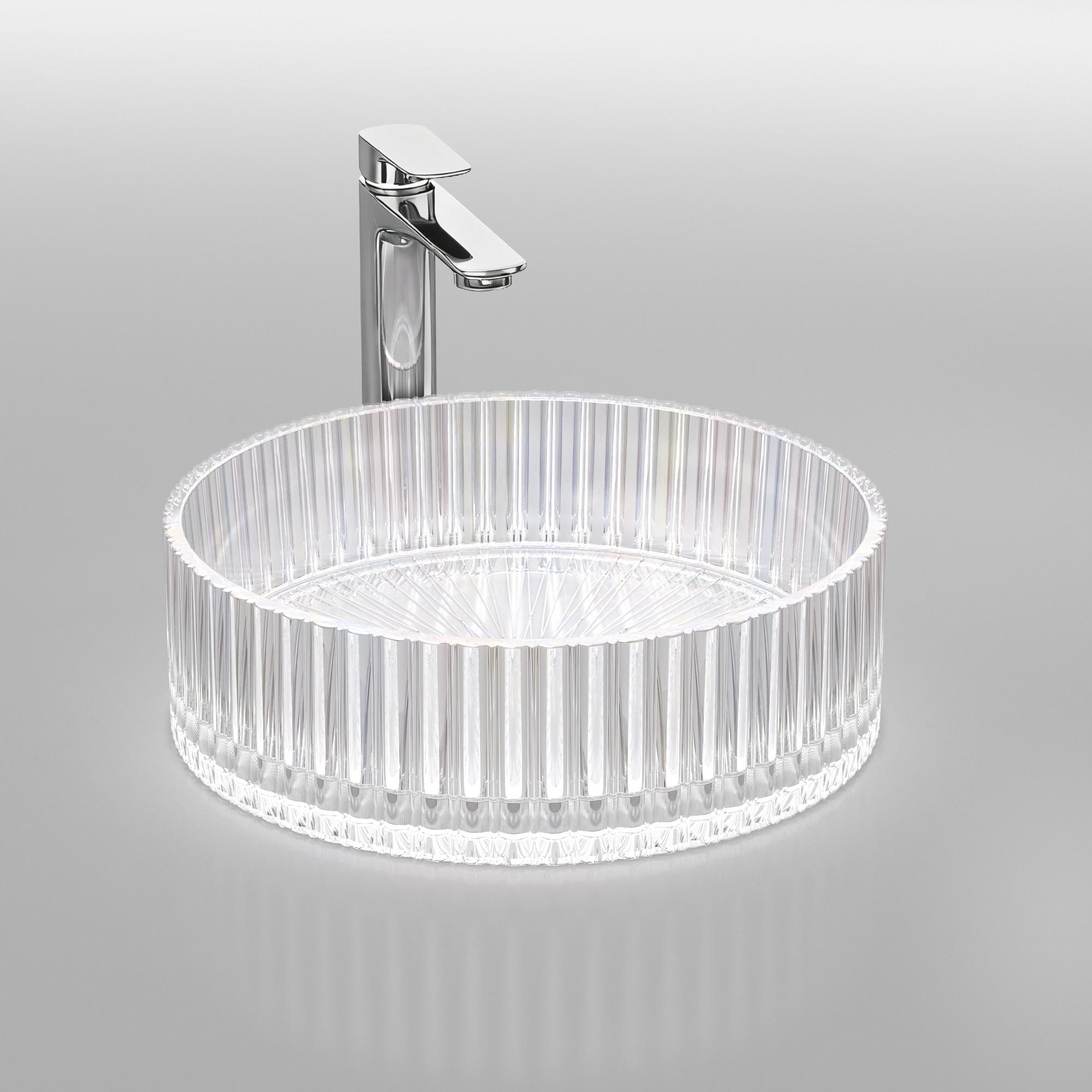 WASCHBECKEN Klarglasspüle Regenbogen Ø40 / 12 cm - Roségold, Glas (40/12/40cm) - EMKE