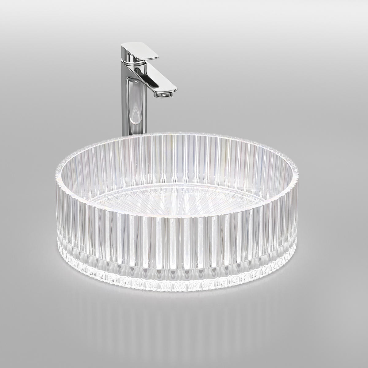 WASCHBECKEN Klarglasspüle Regenbogen Ø40 / 12 cm - Roségold, Glas (40/12/40cm) - EMKE