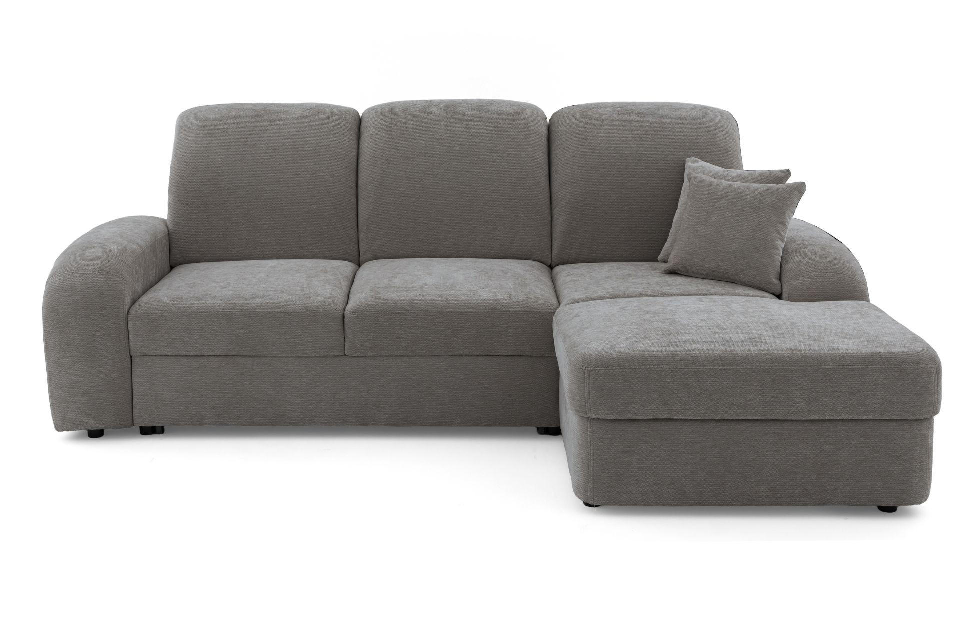 ECKSOFA VIBE S Rechts mit Schlaffunktion 130x202 Chenille Grau - Schwarz/Grau, Holz/Kunststoff (156/255cm) - Muffo