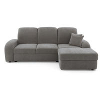 ECKSOFA VIBE S Rechts mit Schlaffunktion 130x202 Chenille Grau - Schwarz/Grau, Holz/Kunststoff (156/255cm) - Muffo
