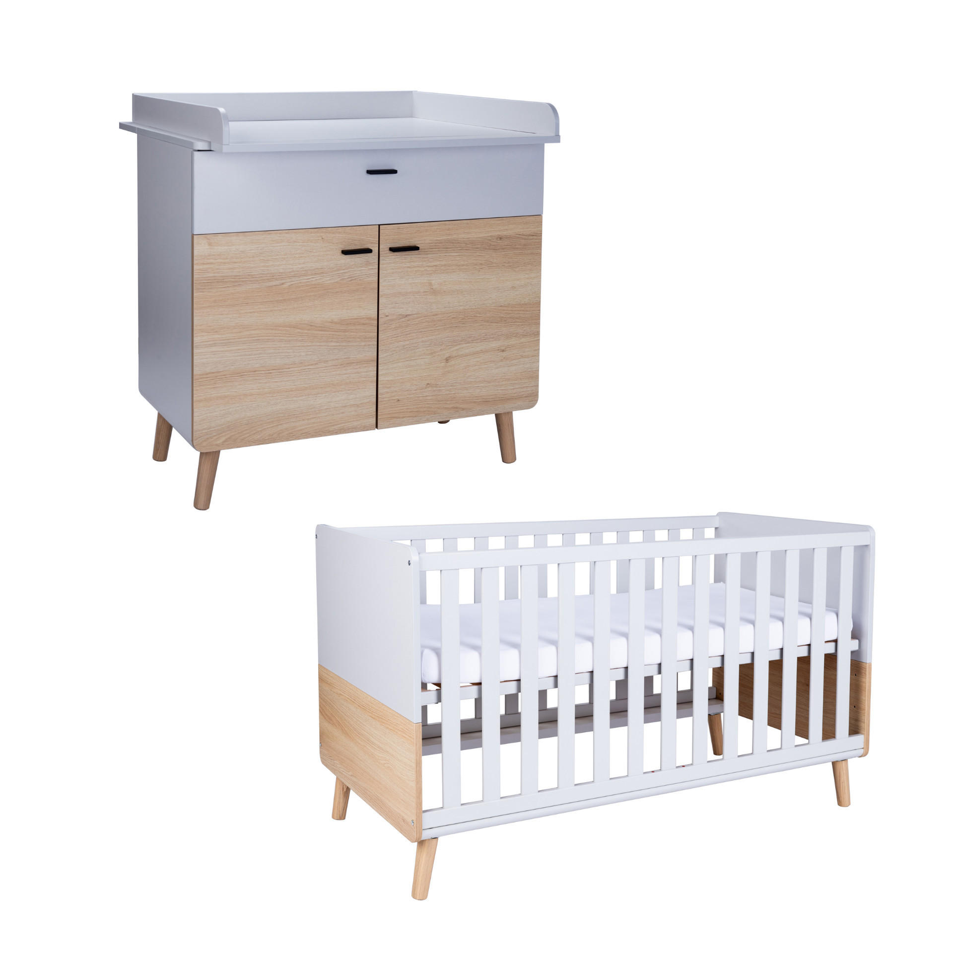BABYZIMMER Set Lovis 2-teilig - Eichefarben/Hellgrau, Holz/Holzwerkstoff (1/1/1cm) - arthur berndt