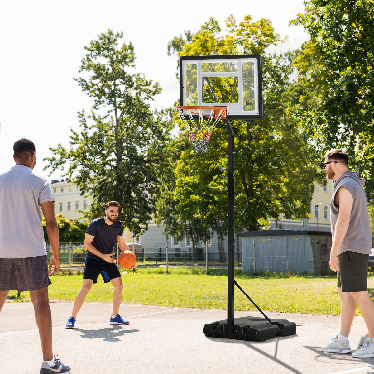 BASKETBALLSTÄNDER mit Rädern rollbar 210-260 cm höhenverstellbar Stahl Schwarz - Schwarz, Metall (60/90cm) - HOMCOM