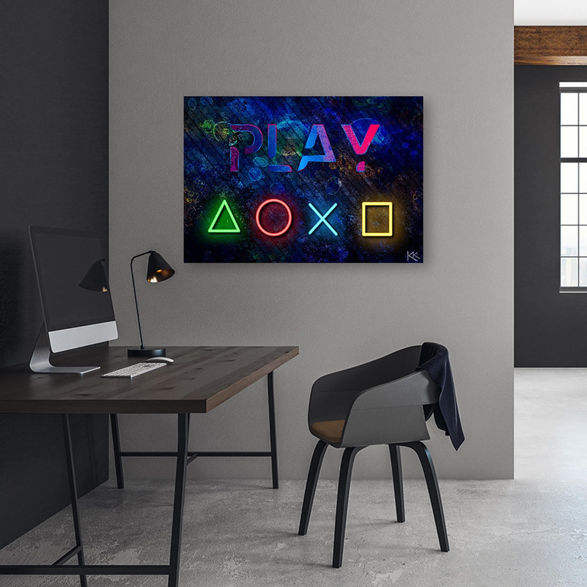 WANDBILD für gamers spielkonsole inschrift - Multicolor, Textil (60/40cm) - Feeby