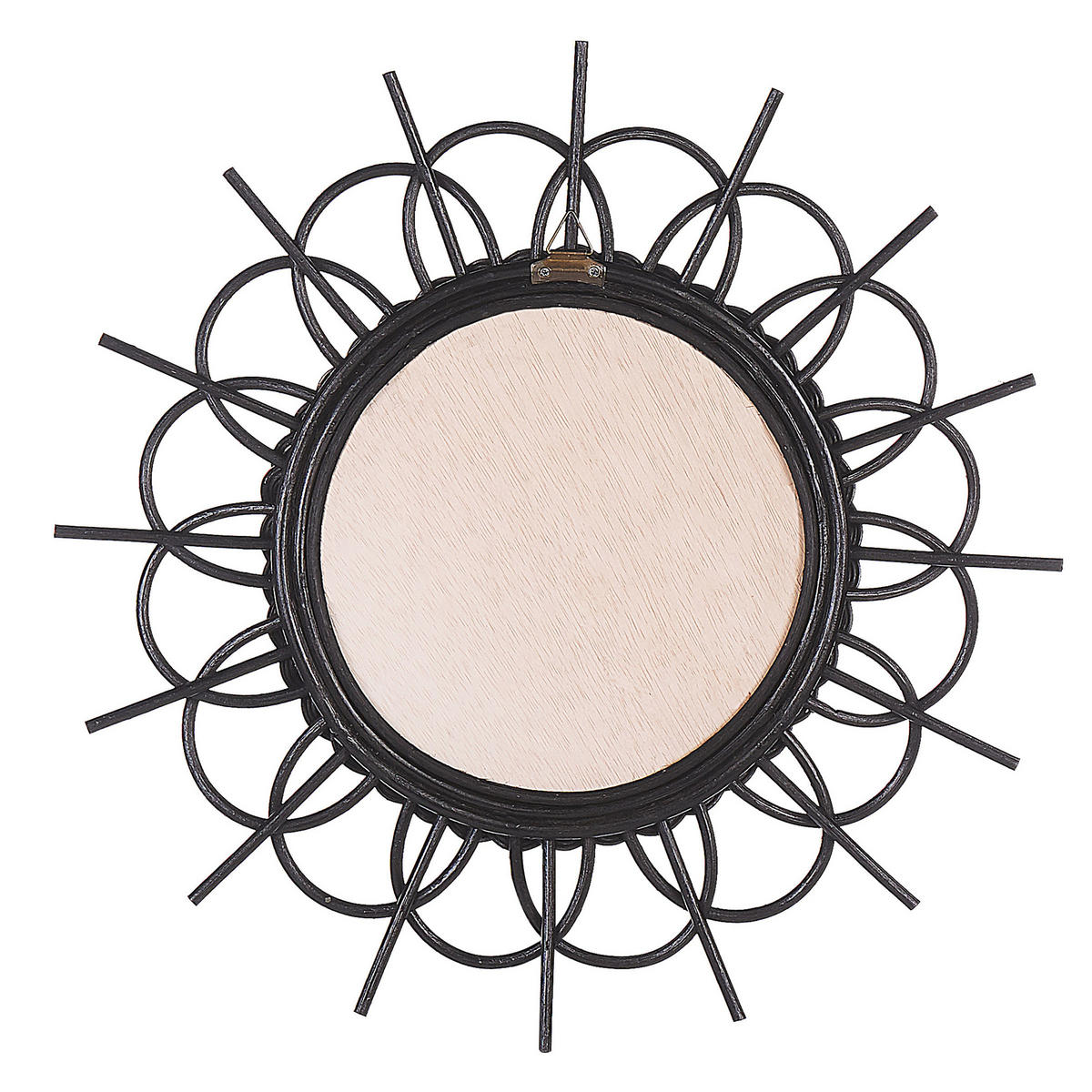 WANDSPIEGEL Rattan schwarz Sonnenform 60 cm Telakia - Schwarz, Naturmaterialien (60/60/3cm) - Beliani