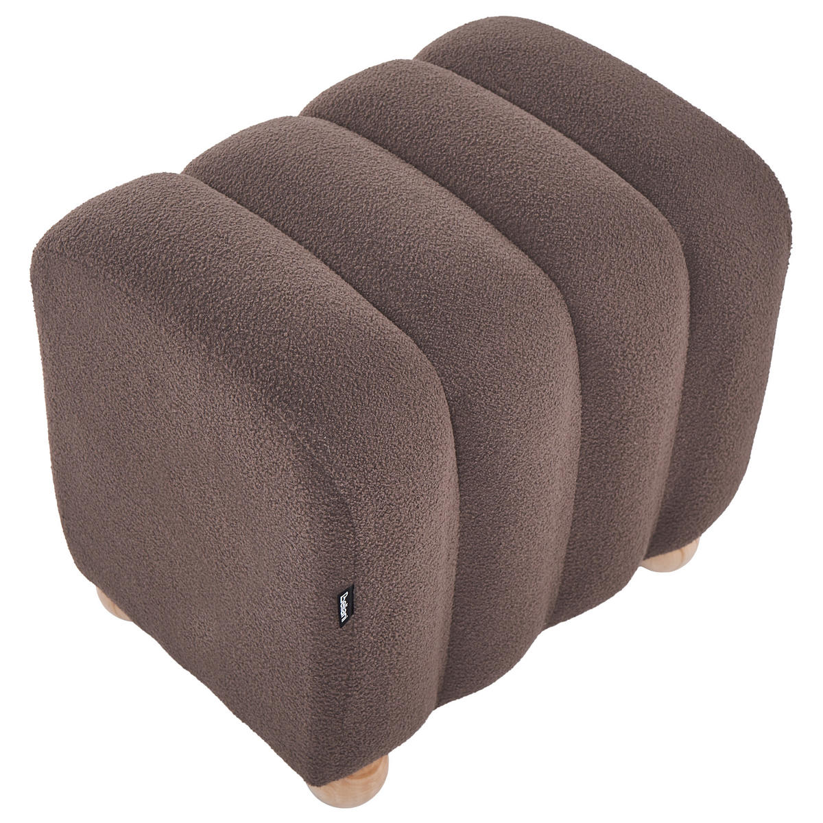 PUFF bouclé brun Idyllwild - Brun, Textil (49/45/39cm) - Beliani