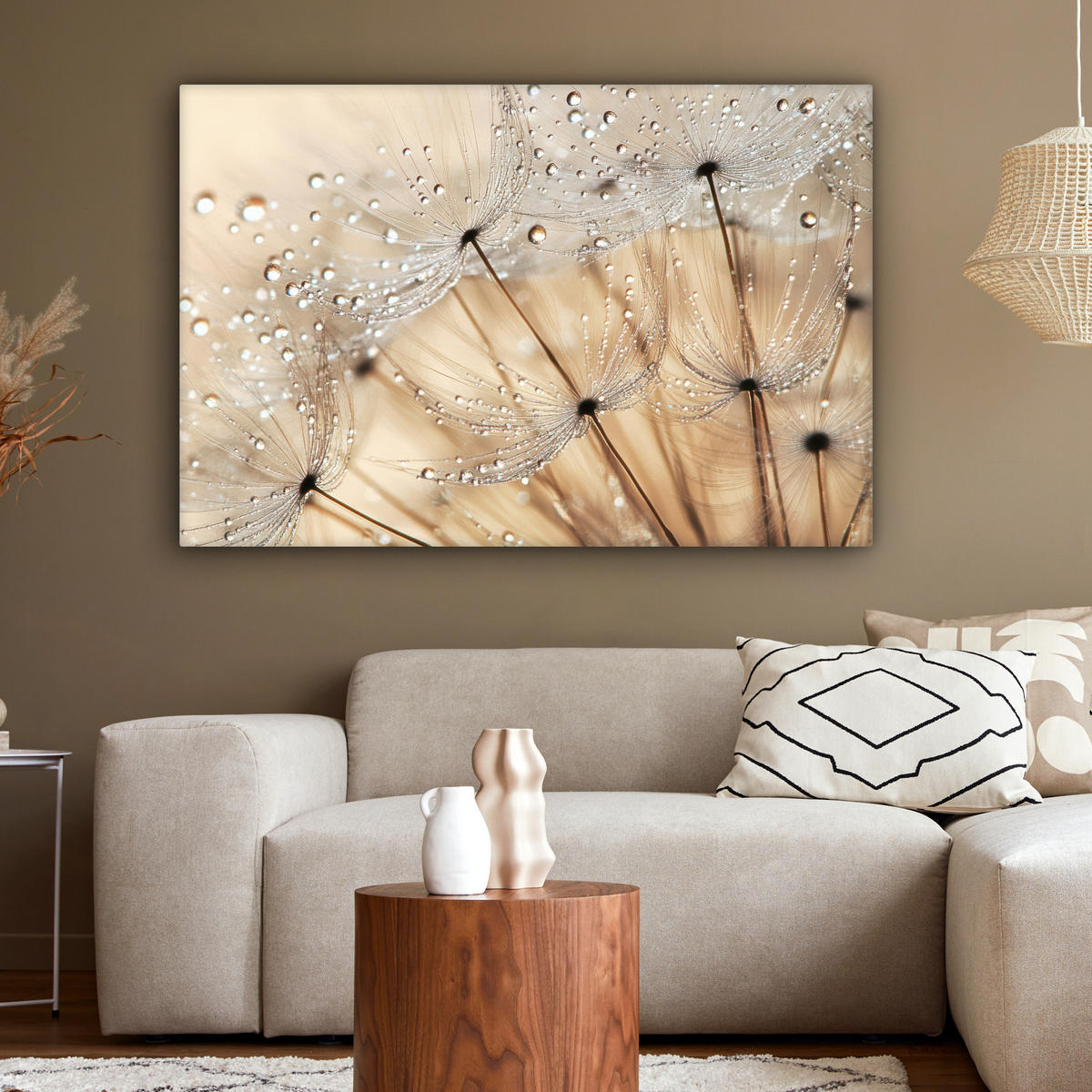 LEINWANDBILD Löwenzahn - Abstrakt - Natur - Beige Groß 140x90 cm - Braun, Textil (140/90cm) - MuchoWow
