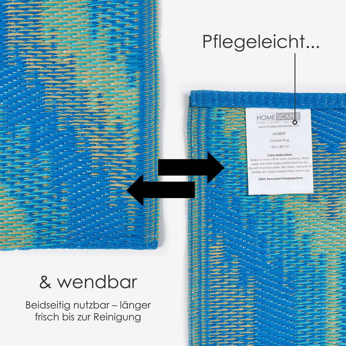 OUTDOORTEPPICH Amber mit Ethno-Muster 120/180 cm - Blau, Kunststoff (120/180cm) - Homescapes