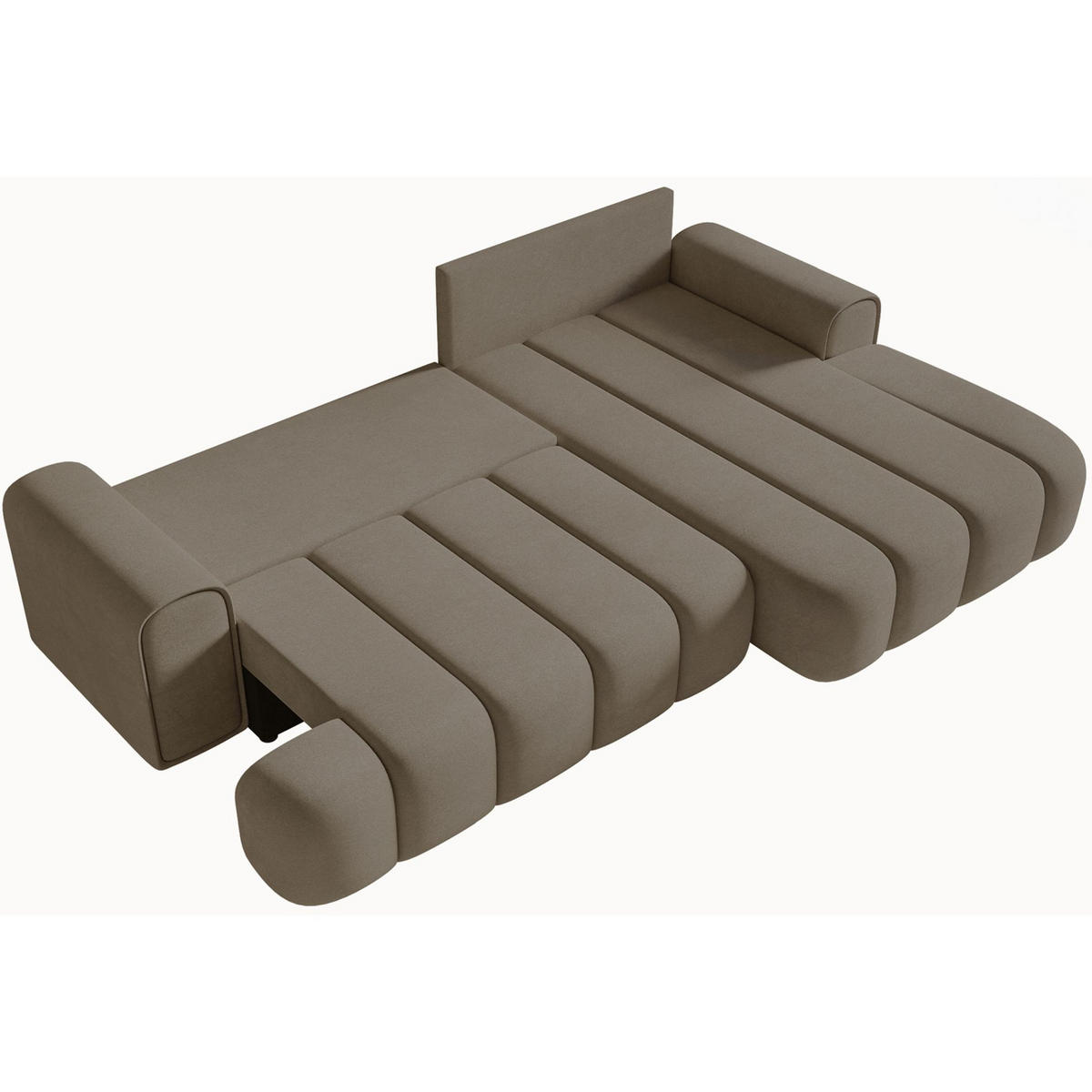 ECKSOFA Dandelino Dunkelbeige mit Samtbezug, rechts - Beige/Schwarz, Kunststoff/Textil (275/168cm) - Selsey