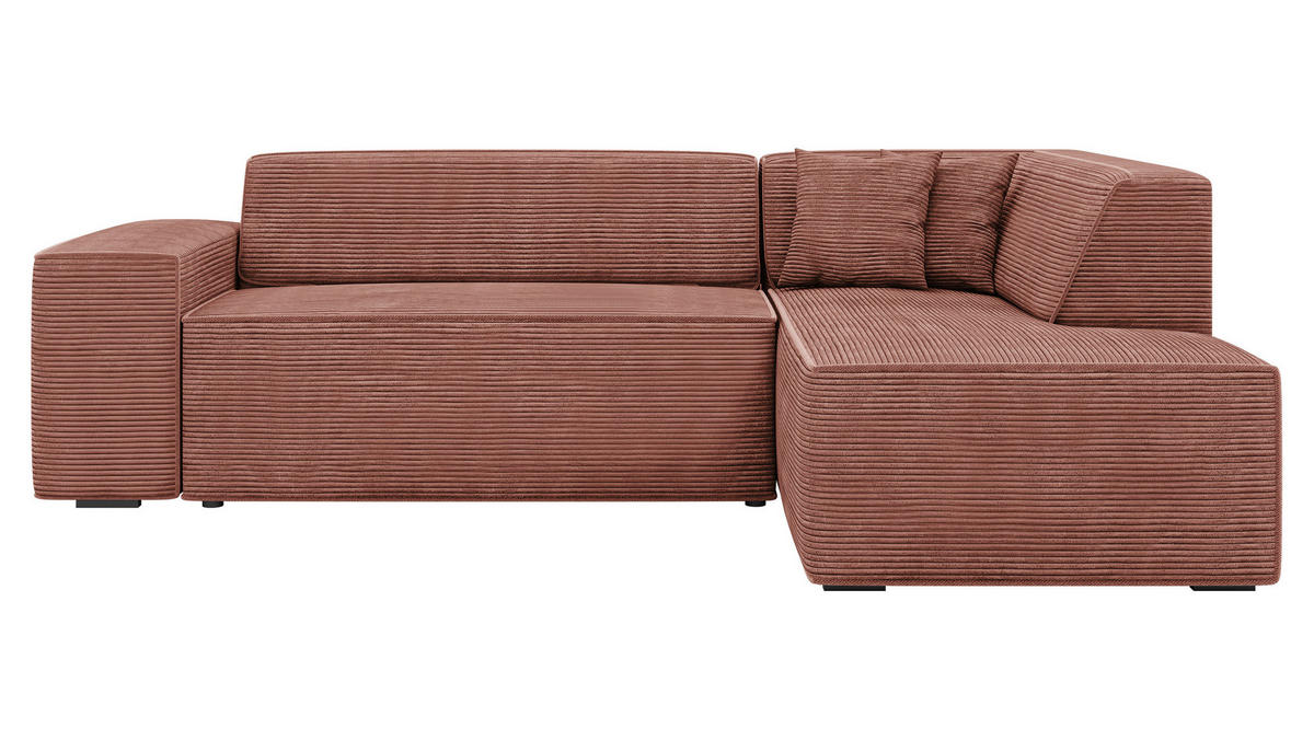 ECKSOFA Lordin Cord, Seite: Rechts - Schwarz/Rosa, Holz/Textil (267/205cm) - MIRJAN24
